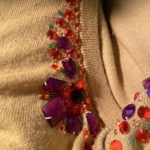 Kate Spade Paulina Cardigan Sweater in Chartreuse/Mustard Jeweled Collar - Picture 7 of 10